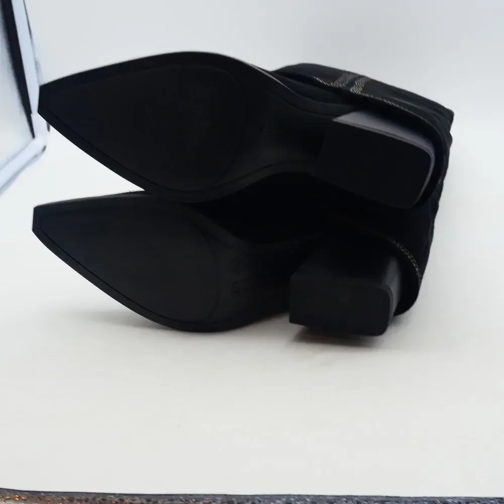 NEW Nine West Women's 8.5 Rimepy Foldover Boot Black Suede  Block Heel